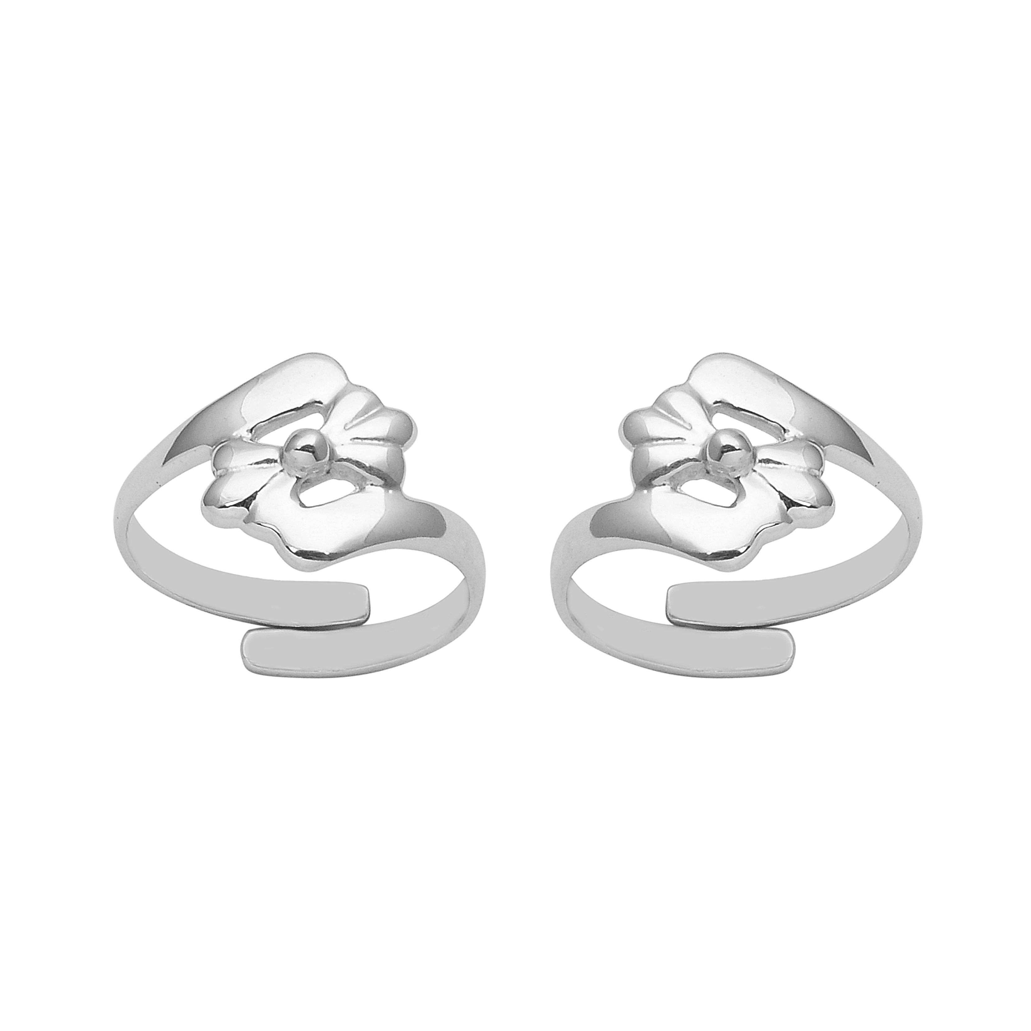 Floral Toe Ring - Sterling Silver