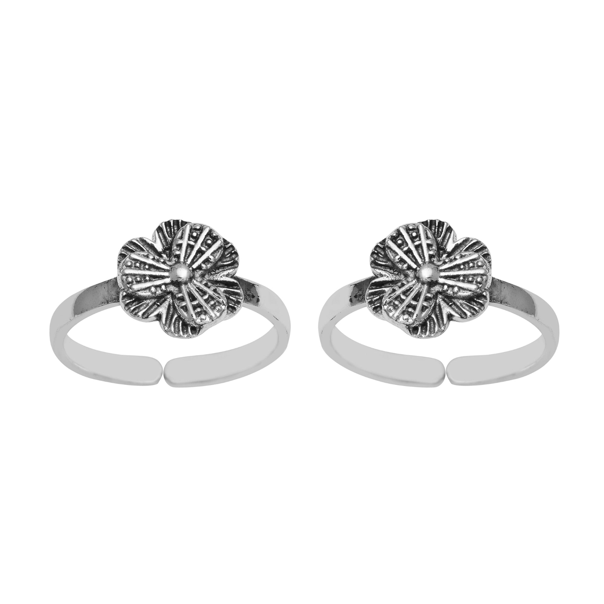 Flower Toe Ring- Sterling Silver