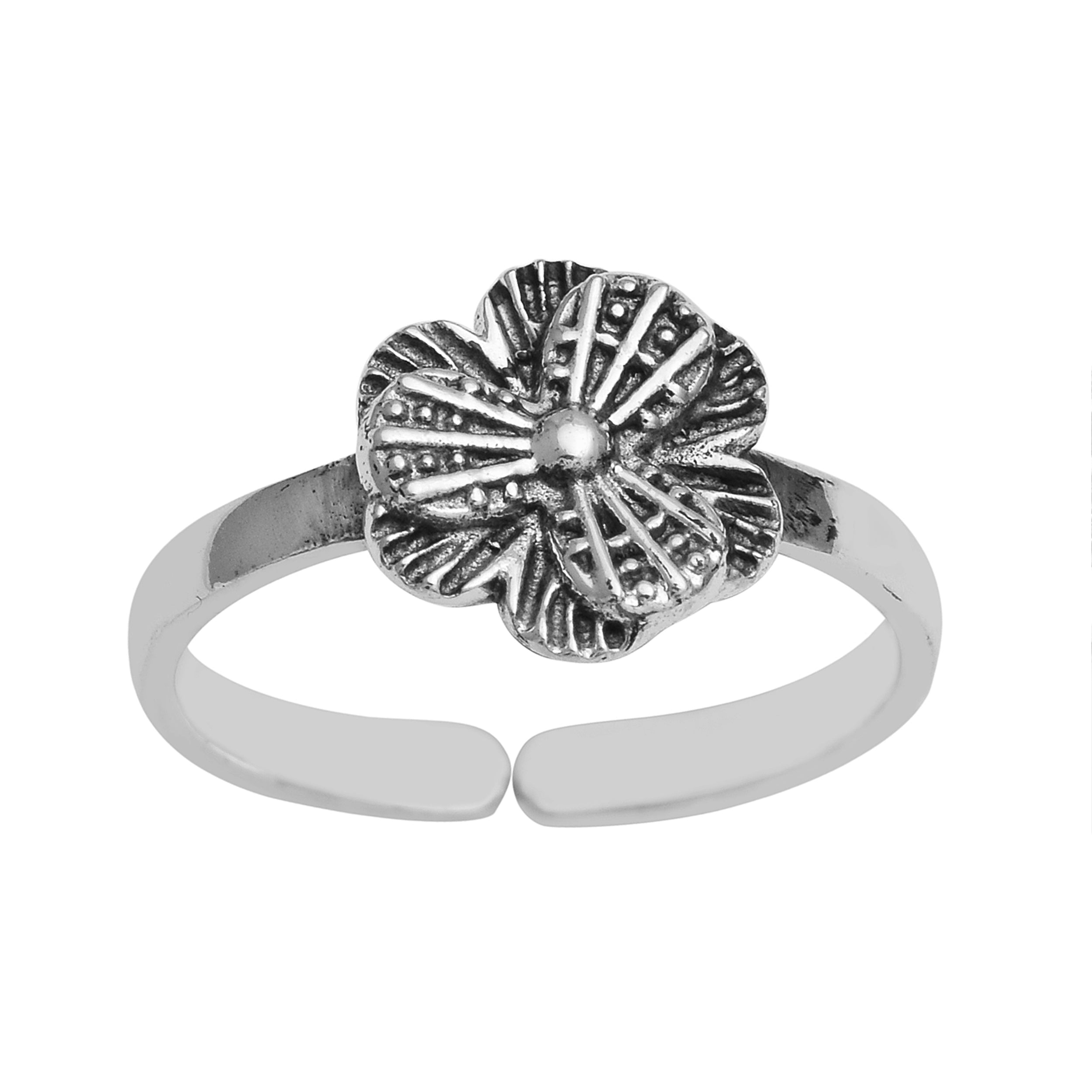 Flower Toe Ring- Sterling Silver