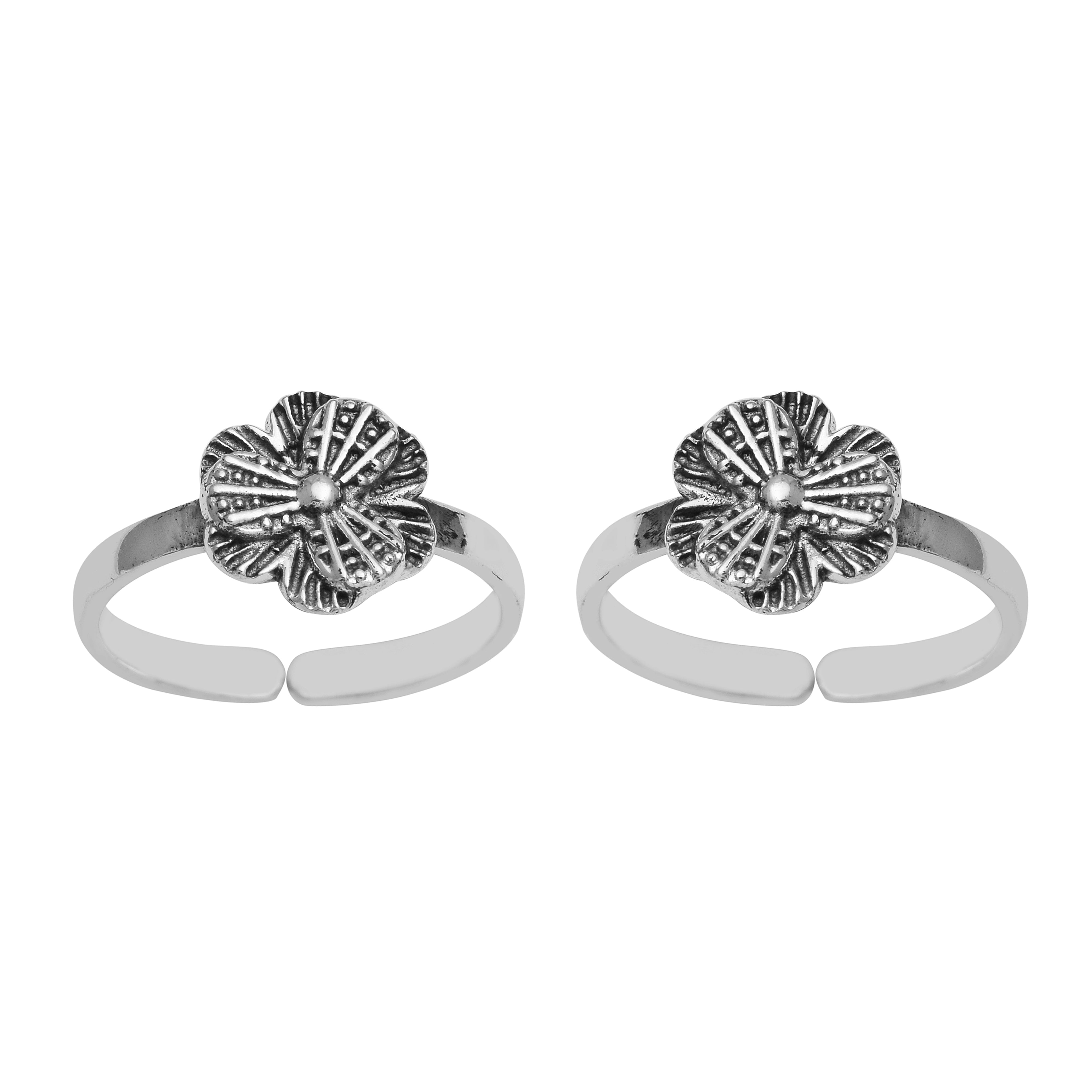 Flower Toe Ring- Sterling Silver