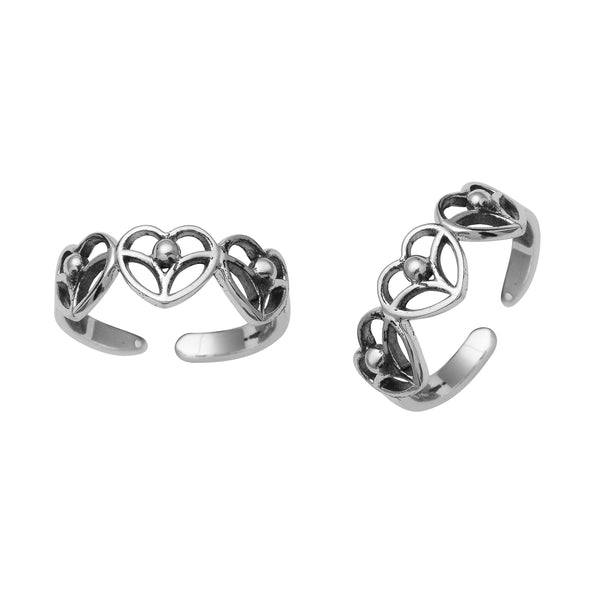Comfortable Heart Style Toe Ring 925 Silver Open Adjustable Toe Ring Gross Weight 3.30