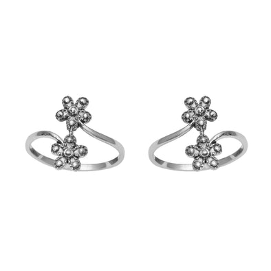 Floral Style Comfortable Toe Ring 925 Silver Stamp Size Adjustable Toe Ring Pair ,Gross Weight 2.30
