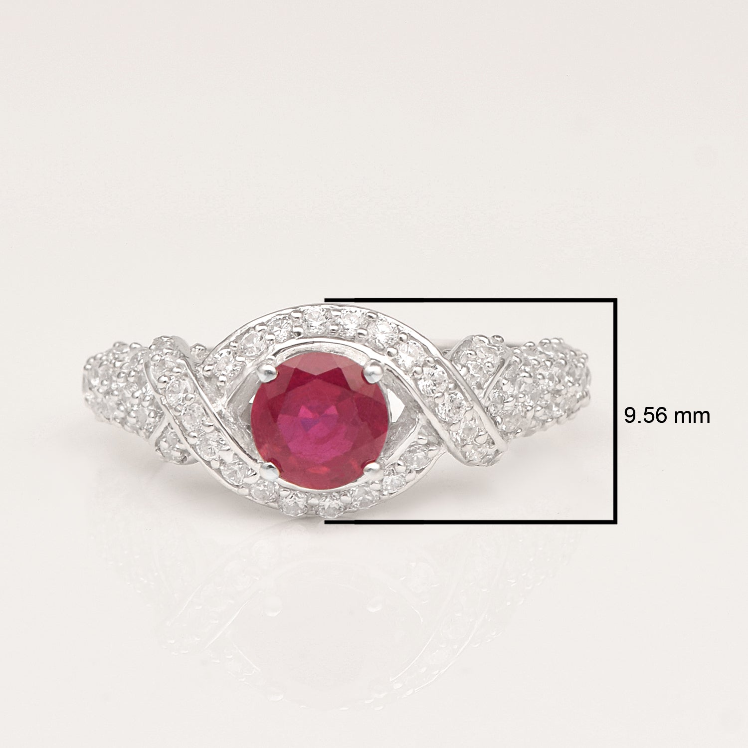 Ruby Crossover Pavé Setting Ring - Sterling Silver