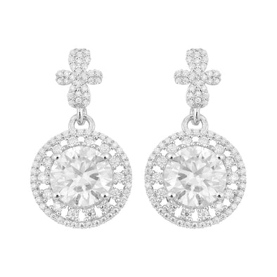 7.70Ctw Round Moissanite 925 Sterling Silver Elegant Bridal Dangle Earrings