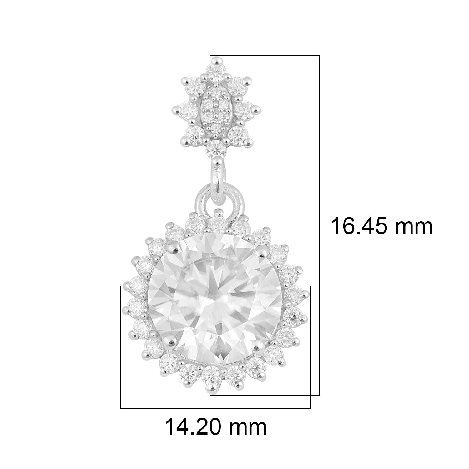 Moissanite Starburst Halo Design Drop Earrings – Sterling Silver