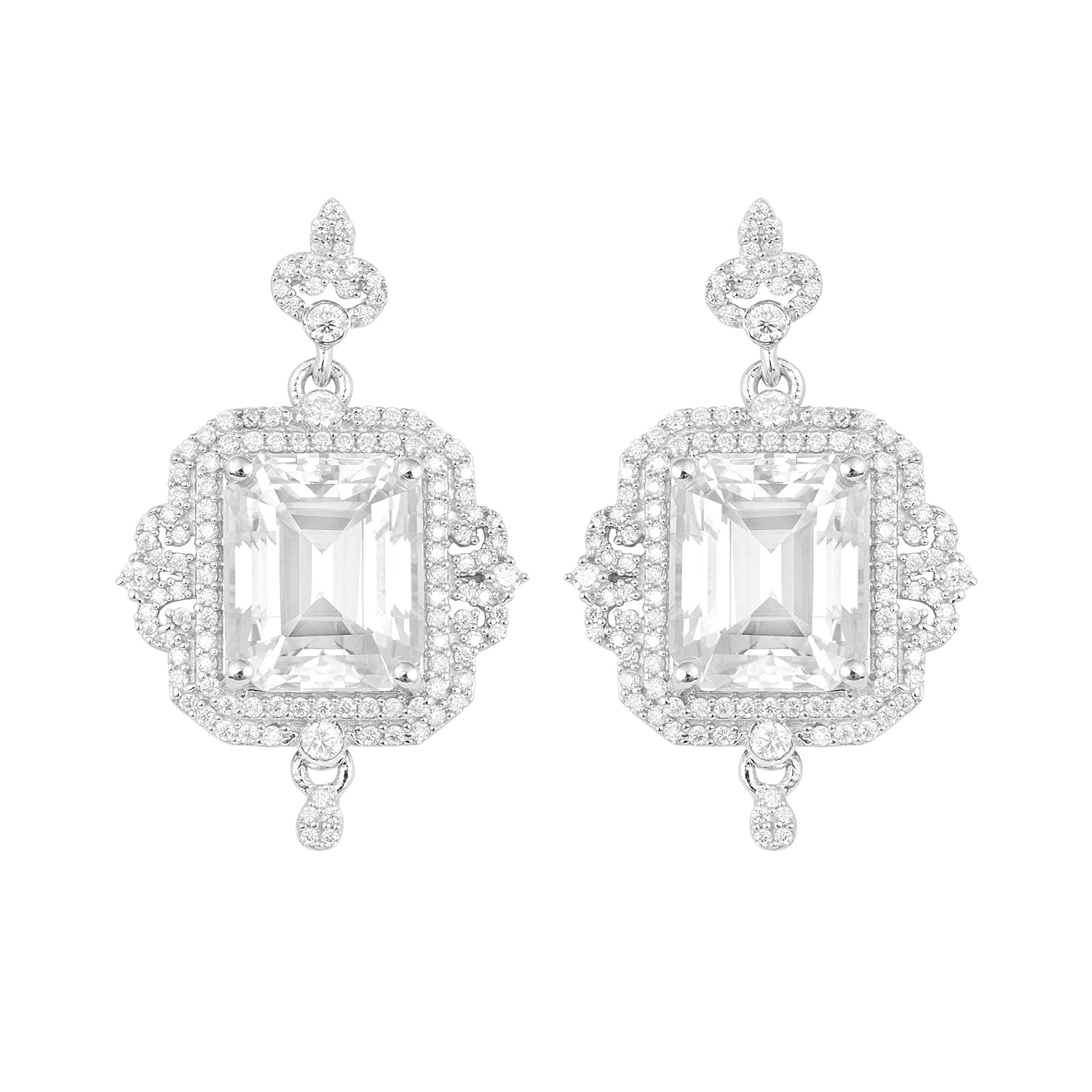 Orecchini pendenti con design Halo vintage in moissanite – Argento Sterling