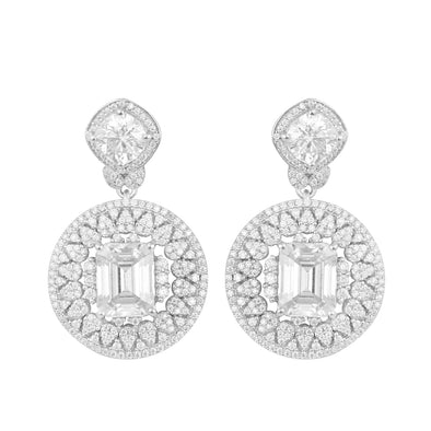 Octagon Shape Moissanite 925 Sterling Silver Cluster Push Back Dangle Earrings