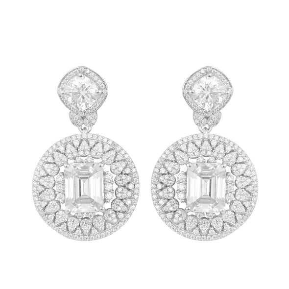 Octagon Shape Moissanite 925 Sterling Silver Cluster Push Back Dangle Earrings