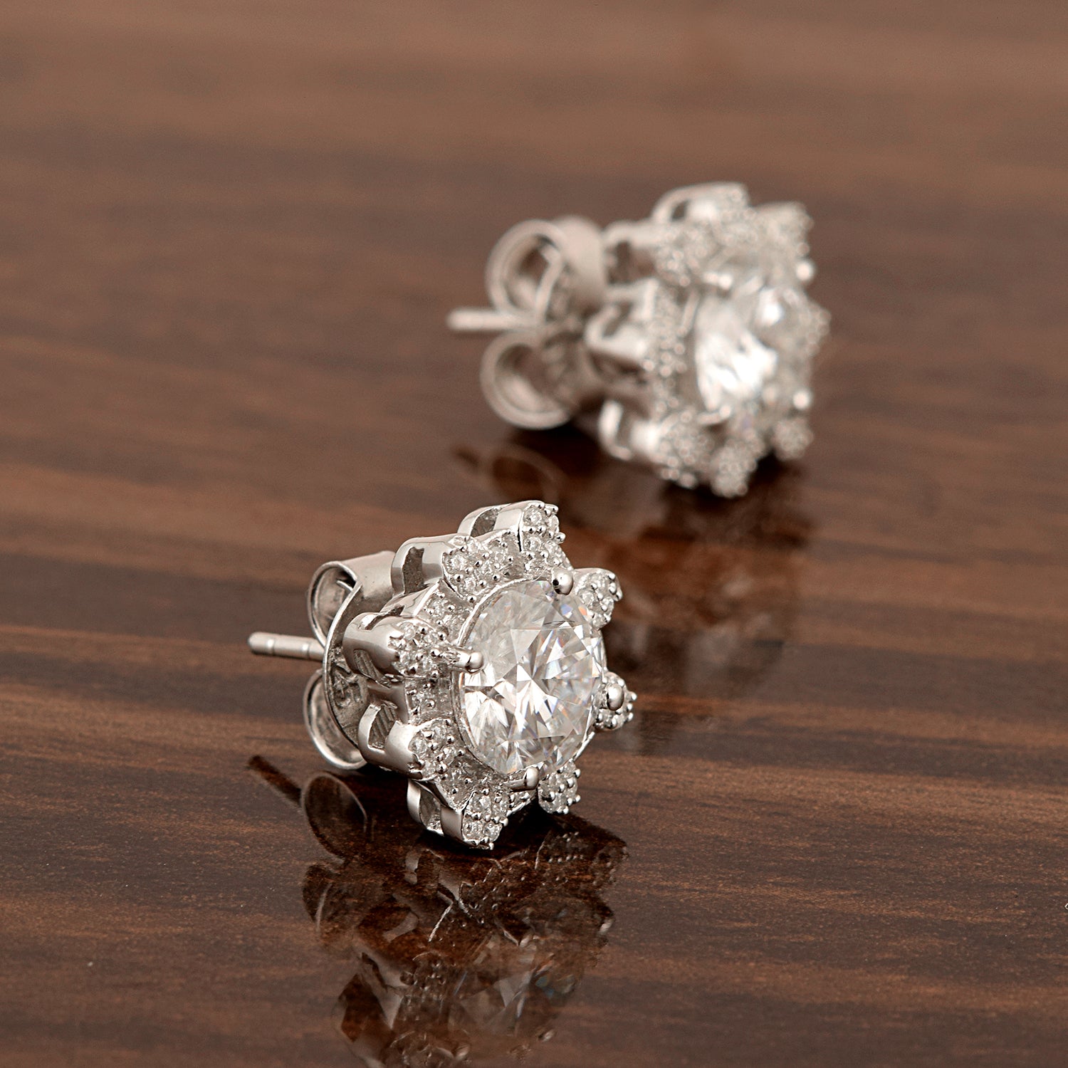 Moissanite Elegant Bloom Studs - Sterling Silver