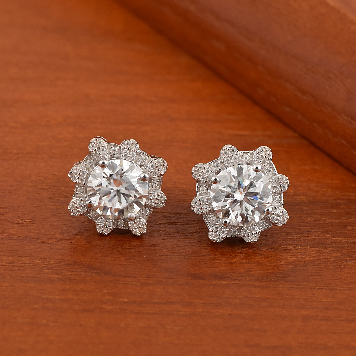 Moissanite Elegant Bloom Studs - Sterling Silver