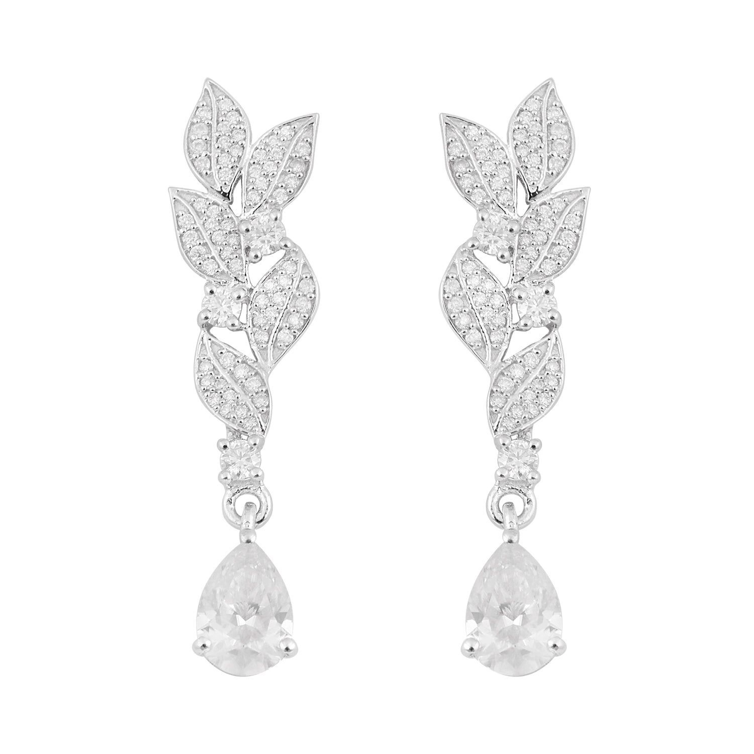 Orecchini pendenti con alone infinito di moissanite – Argento sterling