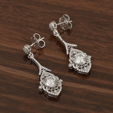 Cushion Shape Moissanite 925 Sterling Silver Chandelier Dangle Women Earrings