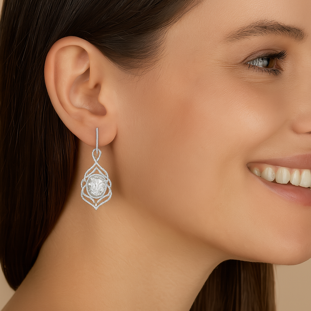 Orecchino con design in filigrana di moissanite - Argento Sterling
