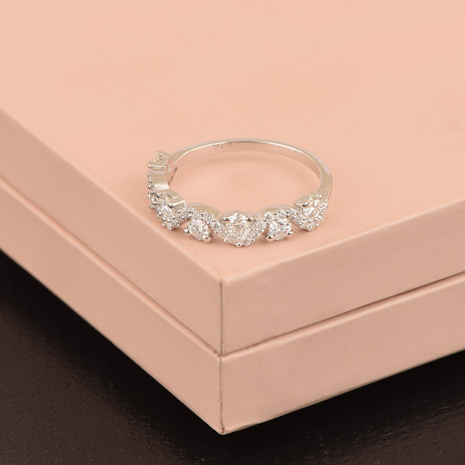 Moissanite Twisted Cluster Band Ring – Sterling Silver