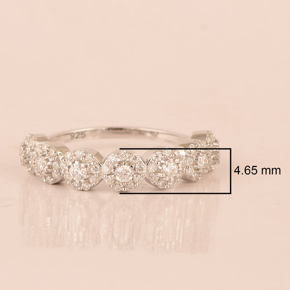 0.85 Ctw Round Shape Moissanite 925 Sterling Silver Halo Women Ring