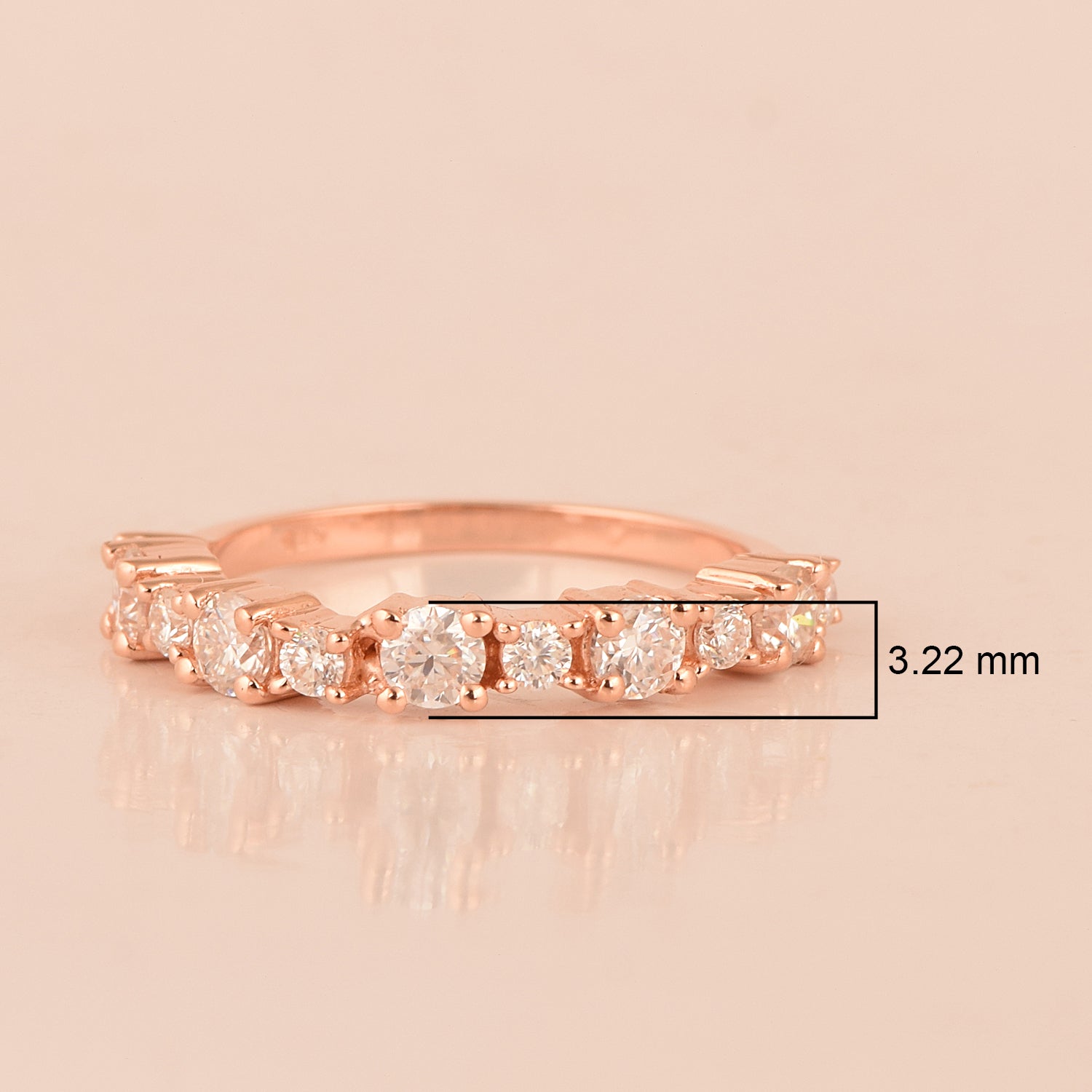 Moissanite Half Eternity Band Ring - Sterling Silver