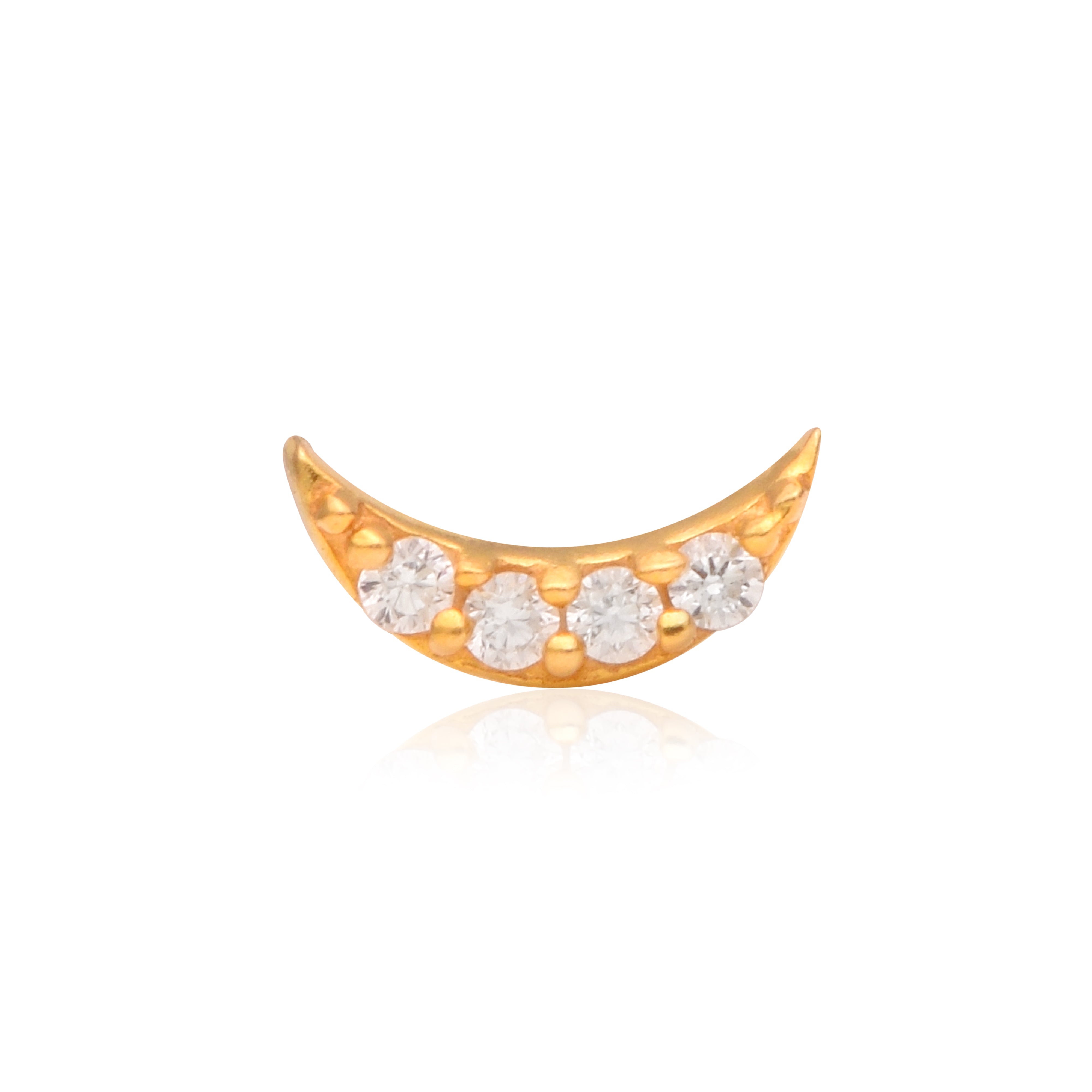 White CZ Minimal Crescent Nose Pin – Sterling Silver Gold Plated