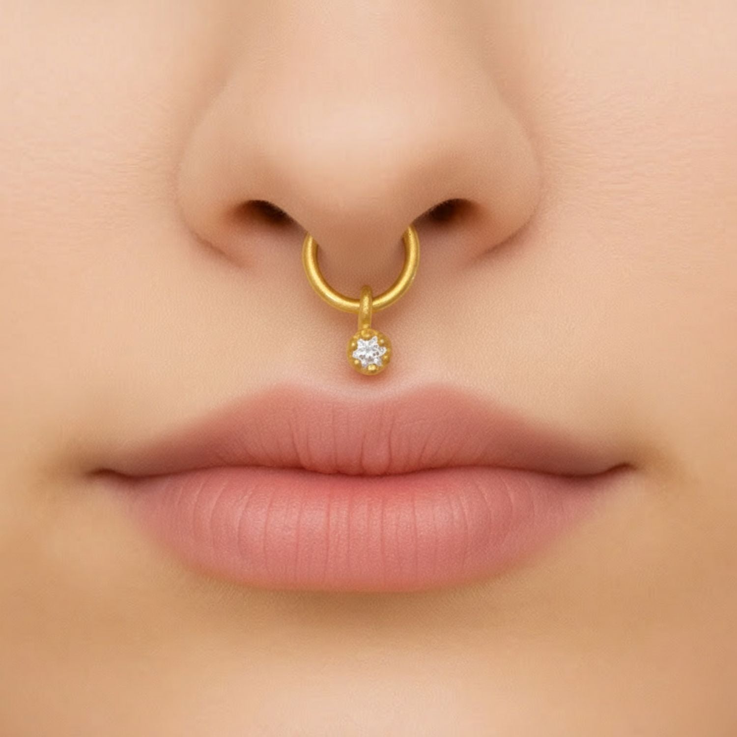 White CZ Minimal Dangling Nose Pin – Sterling Silver Gold Plated