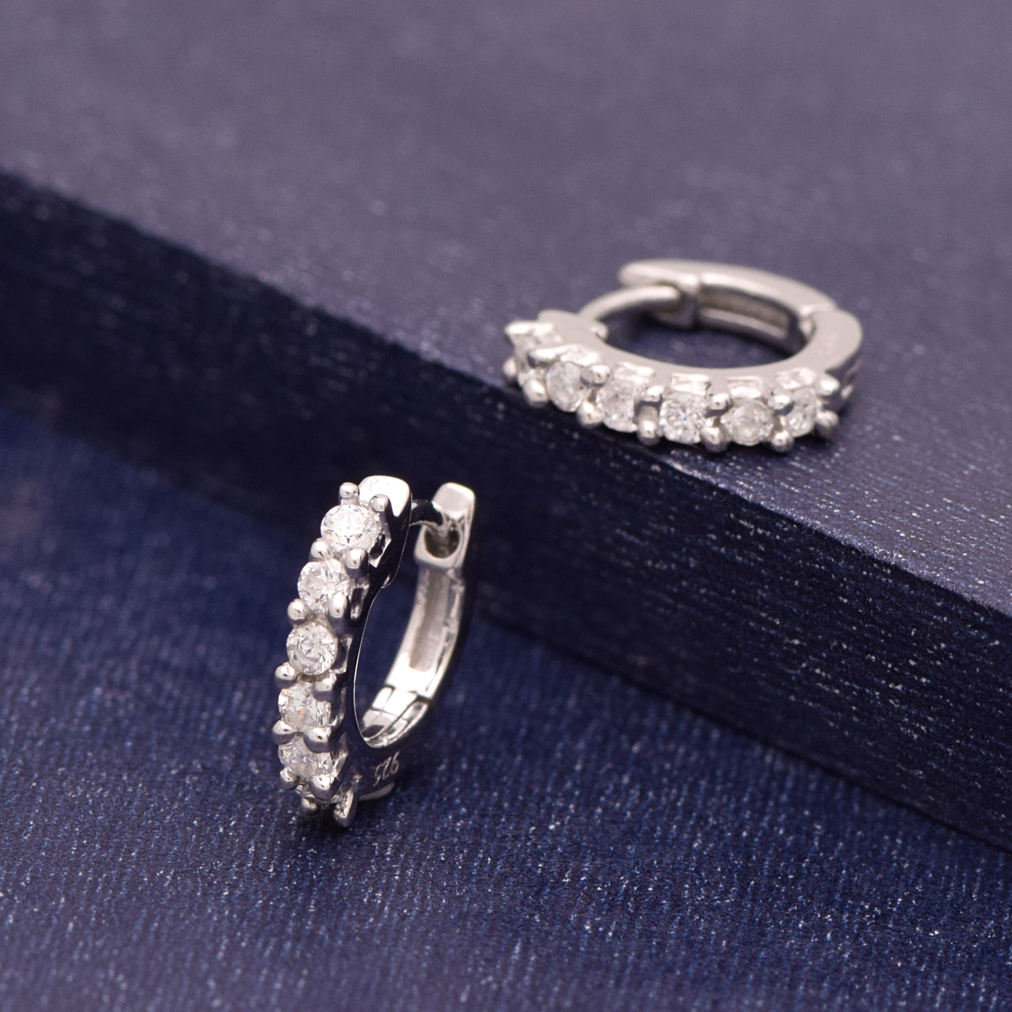 White CZ Round Hoop Earring – Sterling Silver
