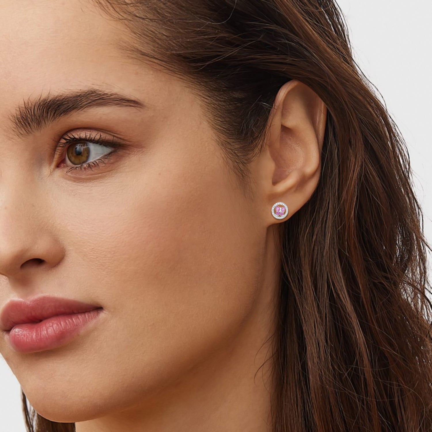 Pink Enamel Butterfly Stud Earring – Sterling Silver