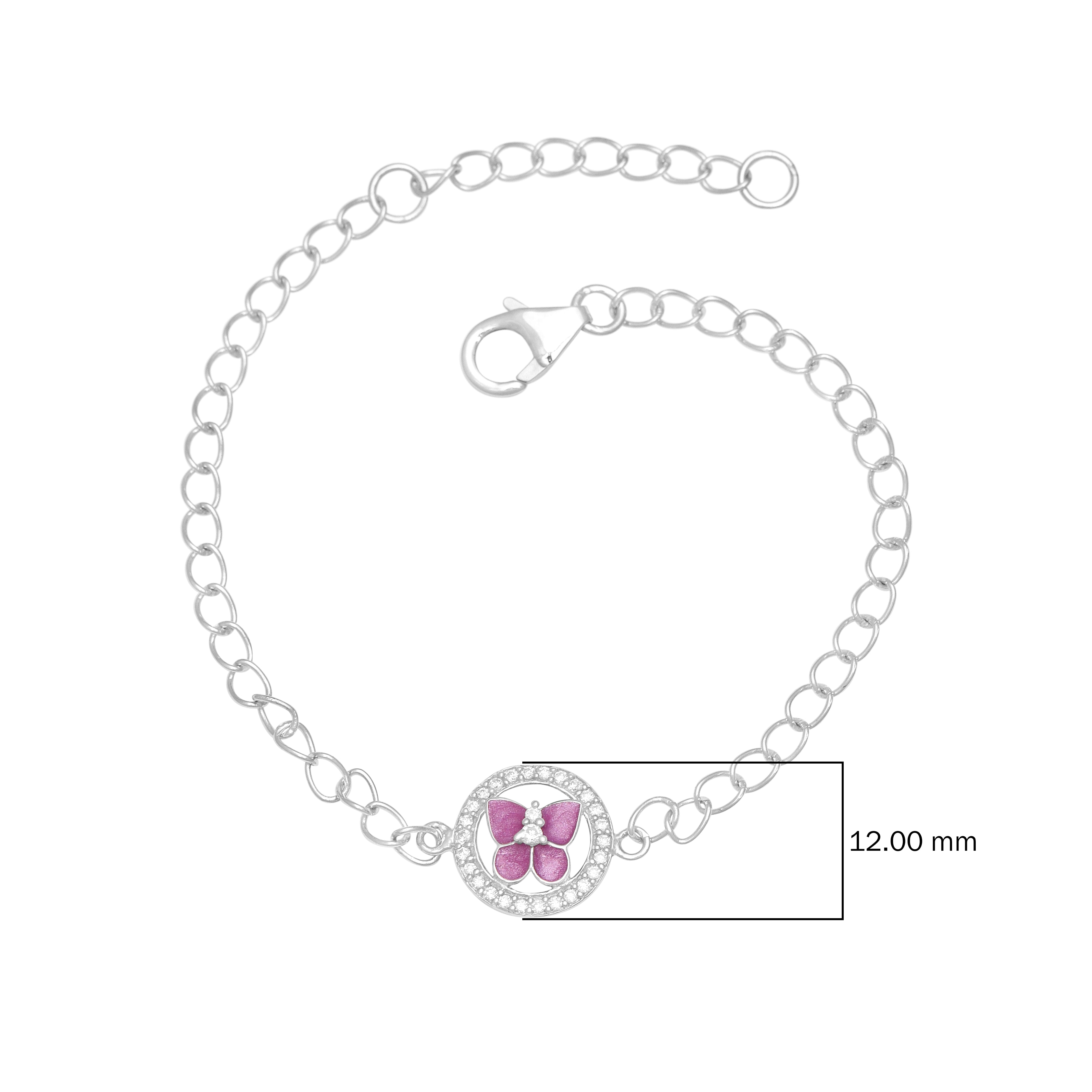 Pink Enamel Butterfly Charm Bracelet – Sterling Silver
