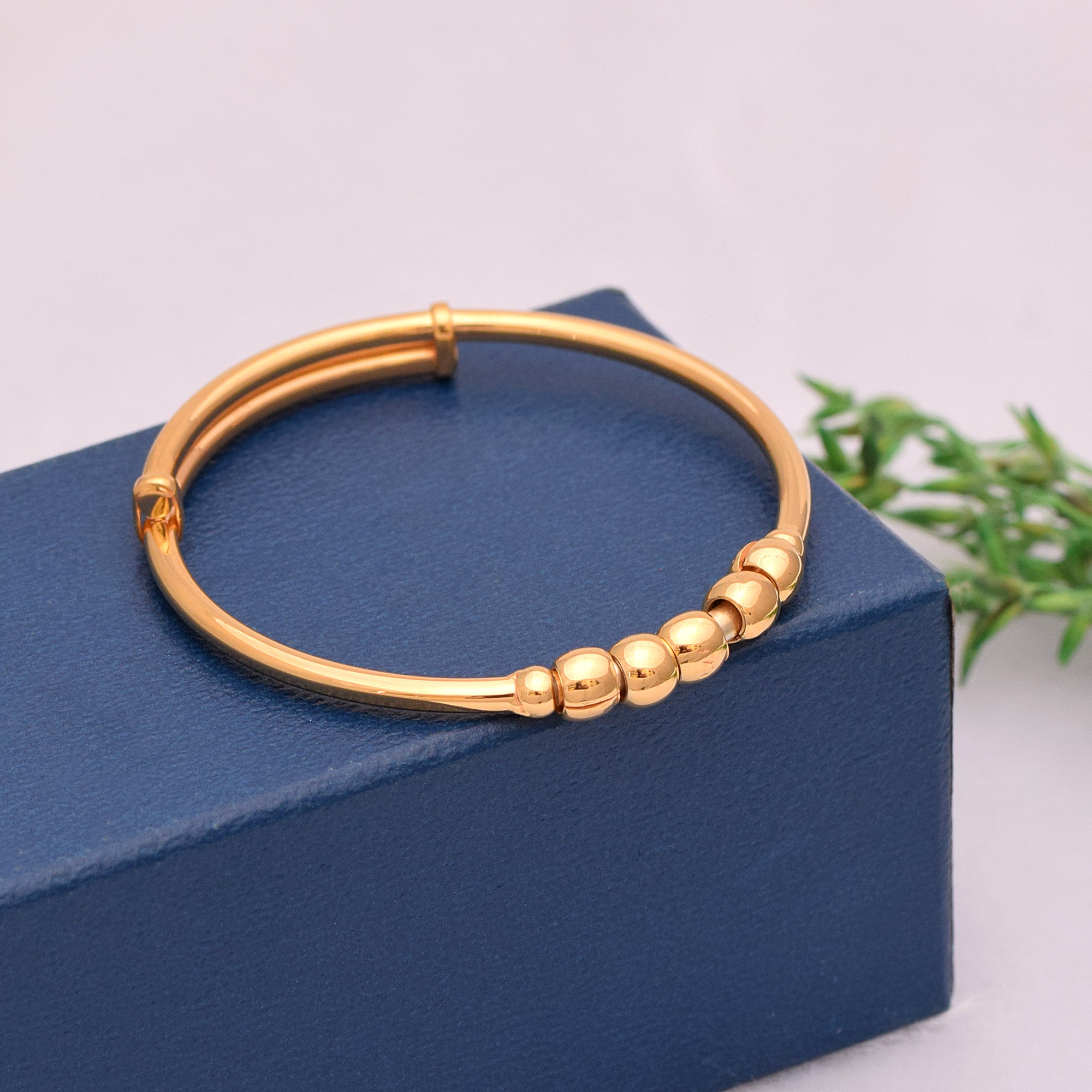 Beaded Bangle Bracelet-Sterling Silver Gold Plated
