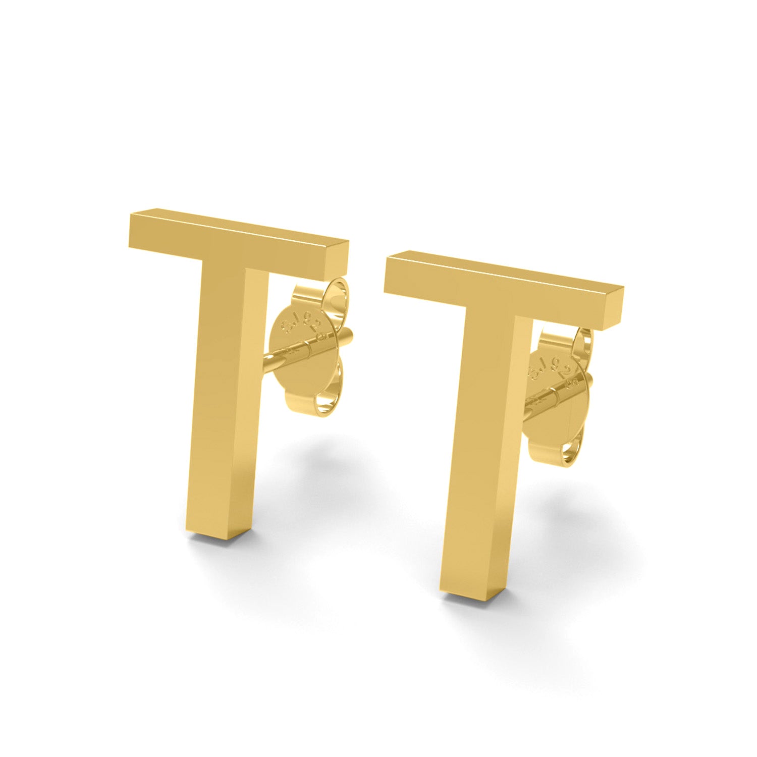 Initial "T" Monogram Stud Earring – Sterling Silver