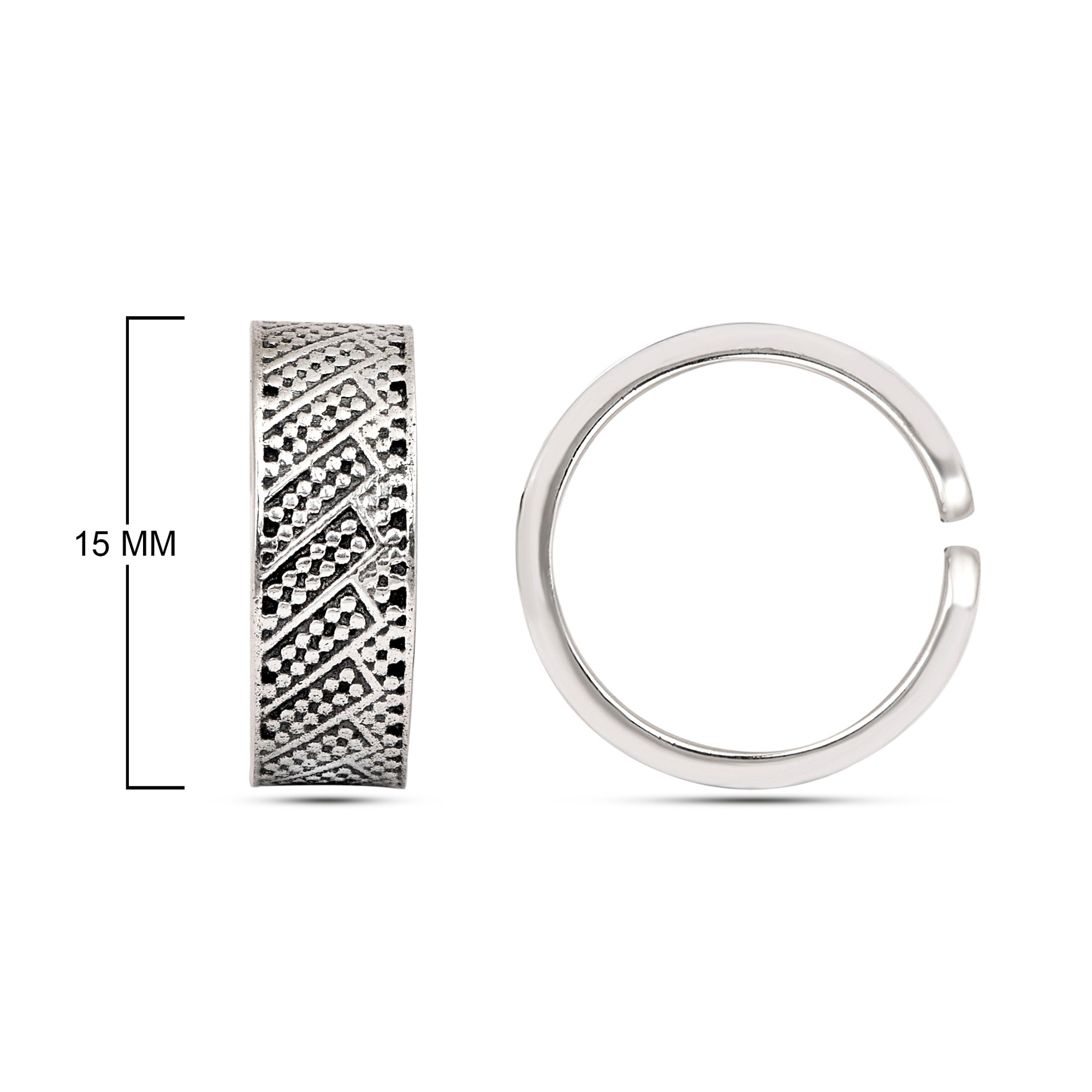 Geometric Pattern Oxidized Toe Ring - Sterling Silver