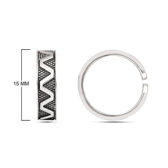 Sterling Silver Adjustable Geometric Pattern Oxidized Toe Ring