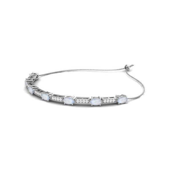 925 Sterling Silver Moonstone Dainty Adjustable Chain Tennis Bracelet For Women