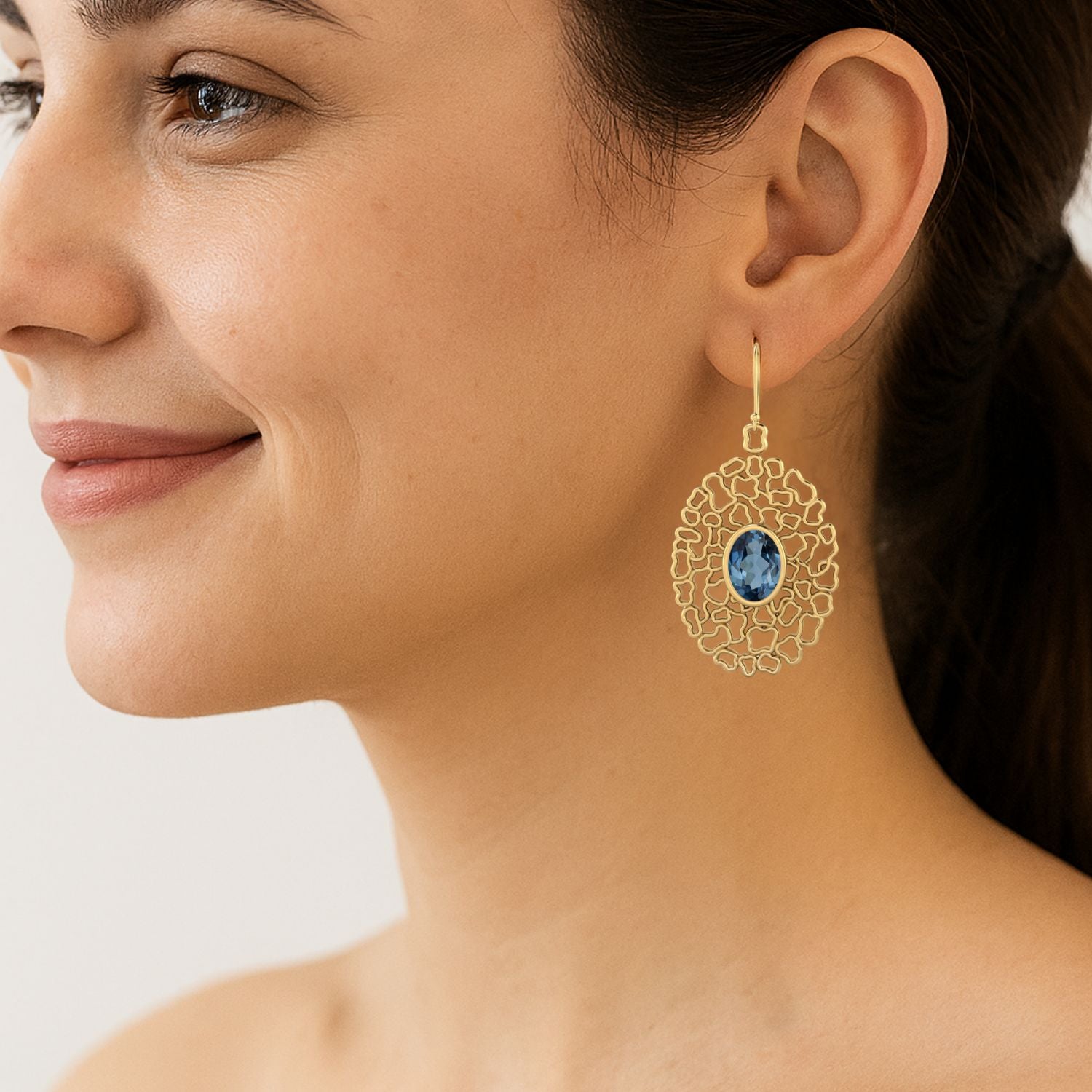 London Blue Topaz Sterling Silver Filigree Earrings