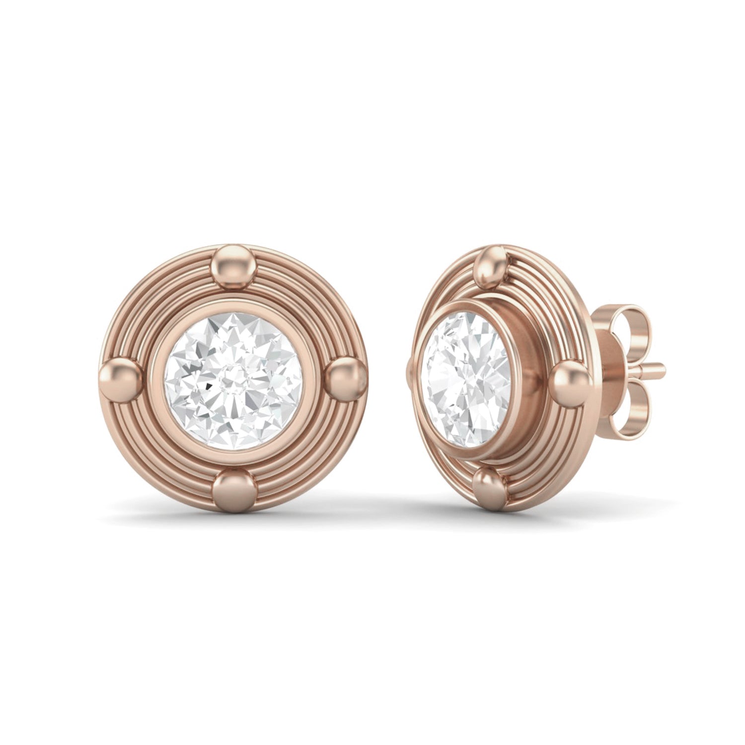 Moissanite Modern Orbital Design Stud Earrings – Sterling Silver