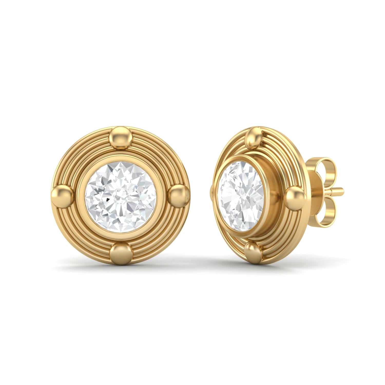 Moissanite Modern Orbital Design Stud Earrings – Sterling Silver