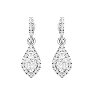 925 Sterling Silver 6x4MM Pear Moissanite Chandelier Teardrop Women Earrings