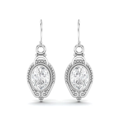 7x5mm Oval Shape Moissanite 925 Sterling Silver Drop Dangle Earrings For Women