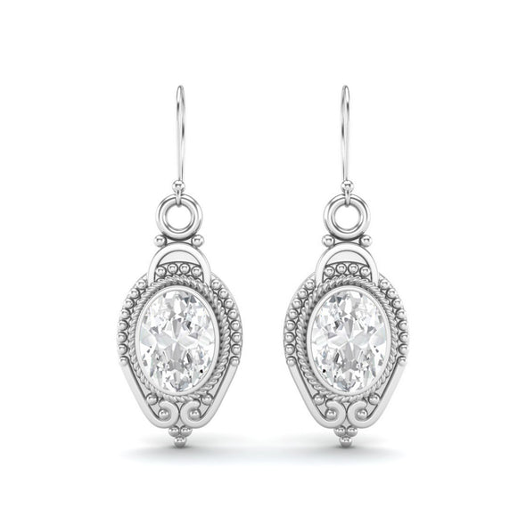 7x5mm Oval Shape Moissanite 925 Sterling Silver Drop Dangle Earrings For Women