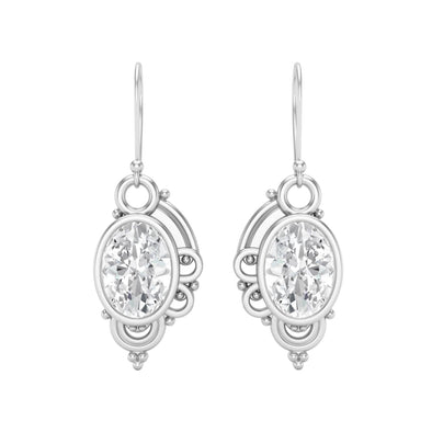 7X5MM Oval Moissanite 925 Sterling Silver filigree Dangle Earrings For Women