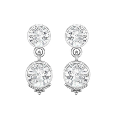 6MM Round Shape Moissanite 925 Sterling Silver Dual Stone Earrings For Women