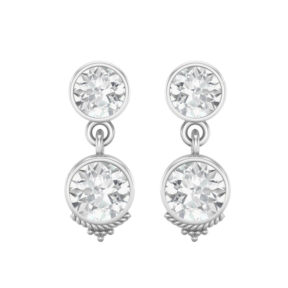 6MM Round Shape Moissanite 925 Sterling Silver Dual Stone Earrings For Women