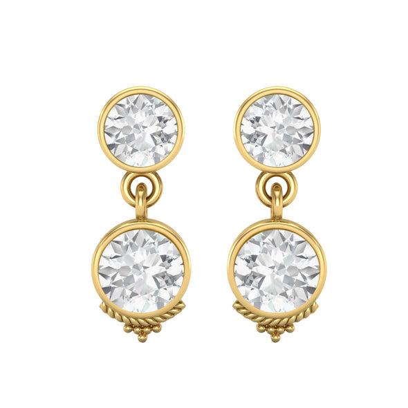 6MM Round Shape Moissanite 925 Sterling Silver Dual Stone Earrings For Women