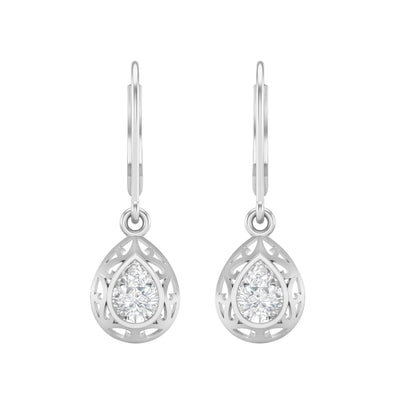 7x5MM Pear Moissanite 925 Sterling Silver Filigree Dangle Earrings For Women