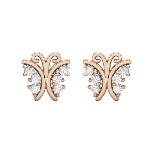 925 Sterling Silver Round Moissanite Dainty Butterfly Stud Earrings For Women