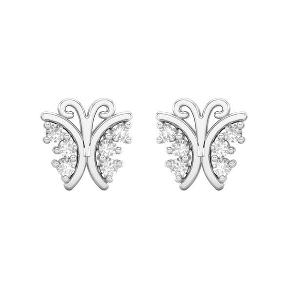 925 Sterling Silver Round Moissanite Dainty Butterfly Stud Earrings For Women