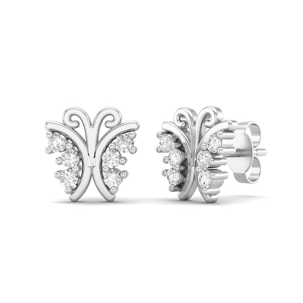 925 Sterling Silver Round Moissanite Dainty Butterfly Stud Earrings For Women