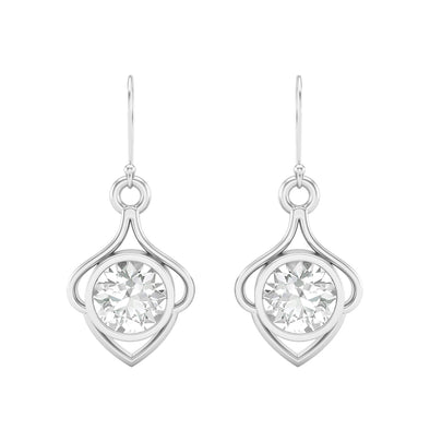 6MM Round Shape Moissanite 925 Sterling Silver Wire Dainty Earrings For Women