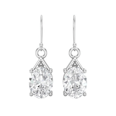 8x6 MM Oval Moissanite 925 Sterling Silver Drop Dangle Women Wedding Earrings