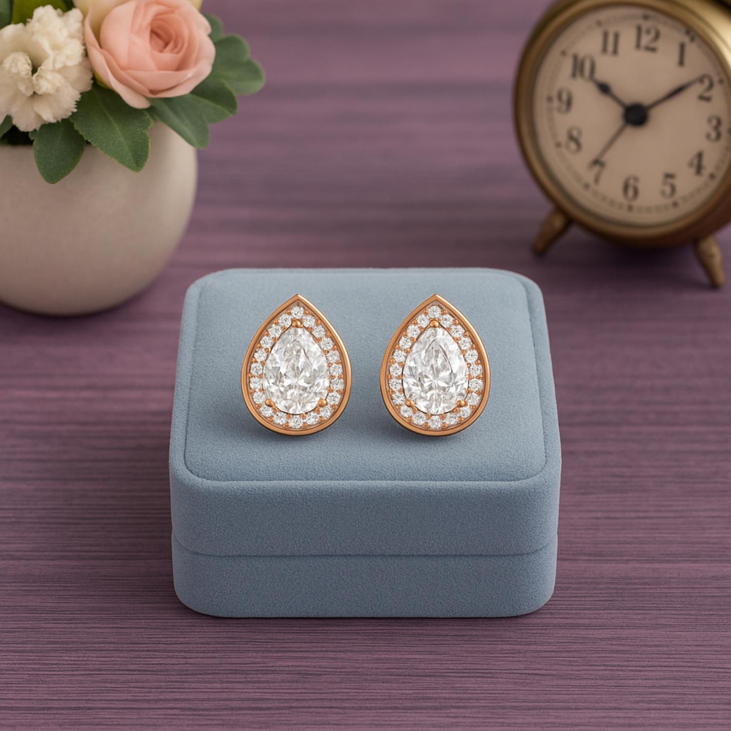 Pear Shape Moissanite Stud Earrings – Sterling Silver