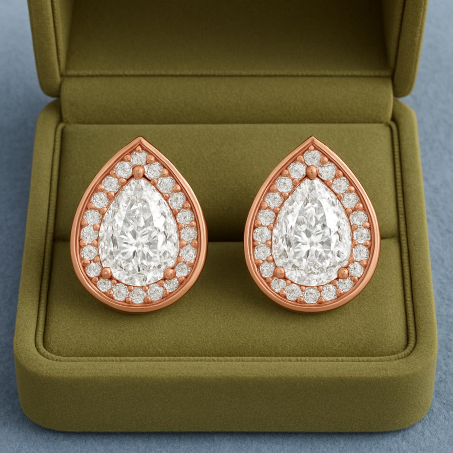 Pear Shape Moissanite Stud Earrings – Sterling Silver