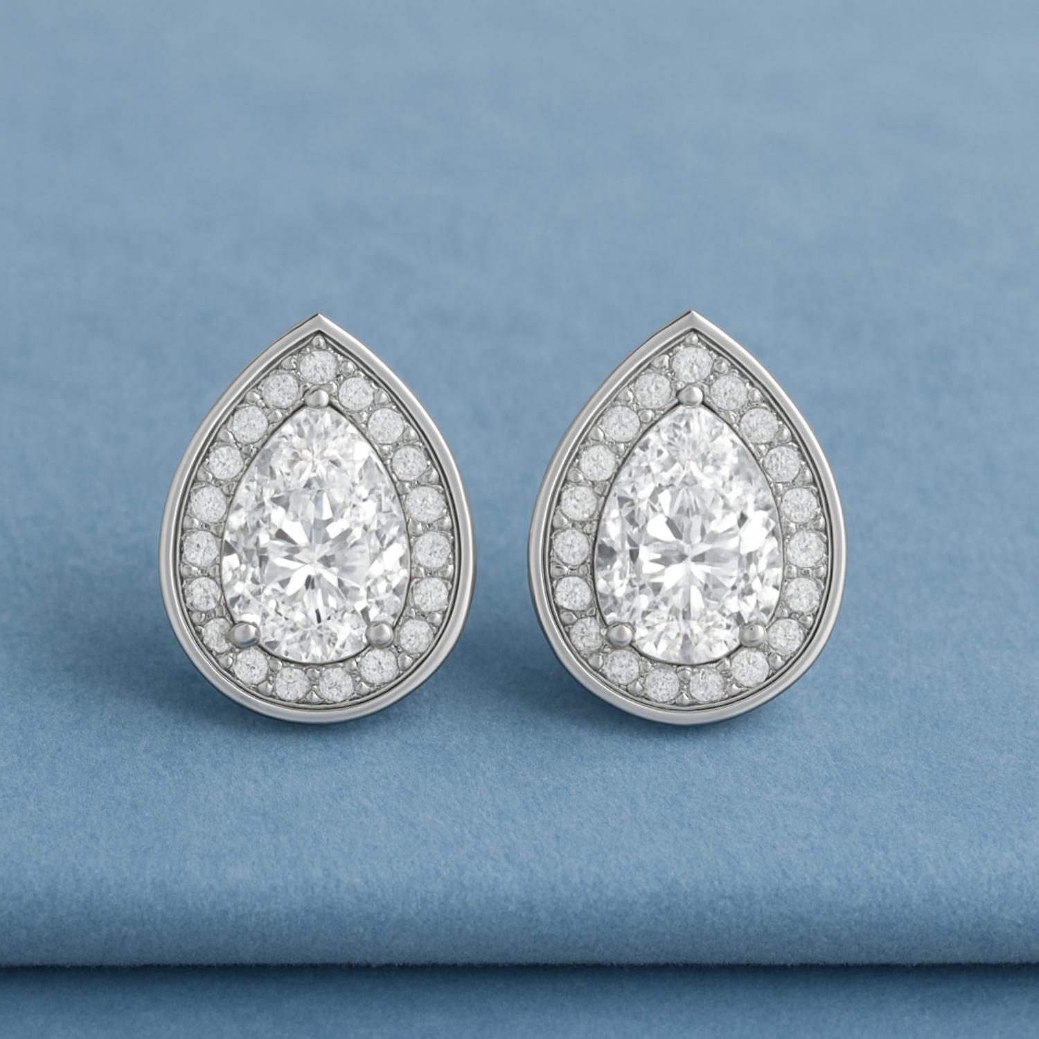 Pear Shape Moissanite Stud Earrings – Sterling Silver