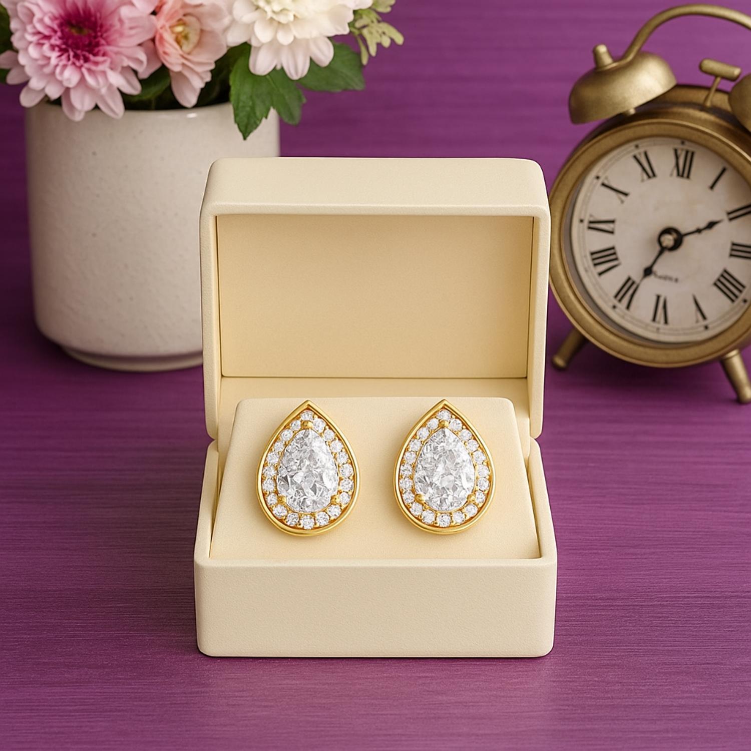 Pear Shape Moissanite Stud Earrings – Sterling Silver